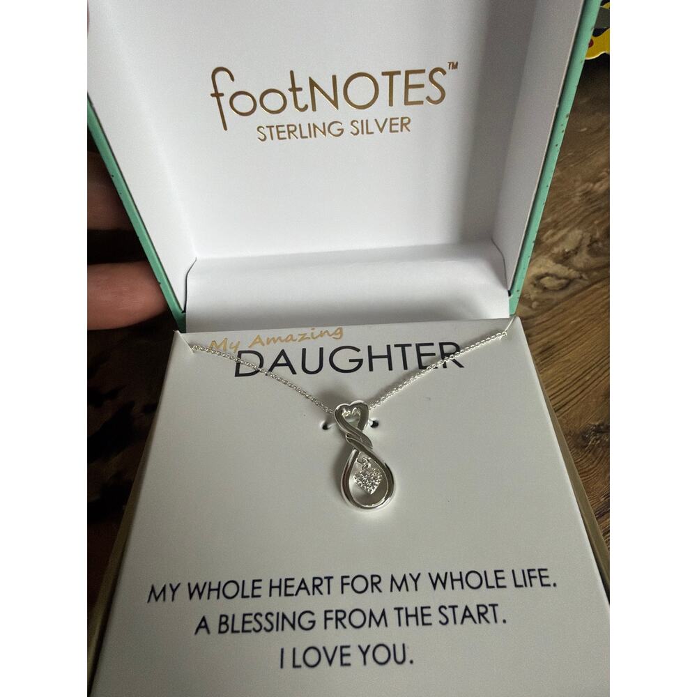 NIB Footnotes Sterling Silver "My Amazing Daughter" Infinity Heart Necklace